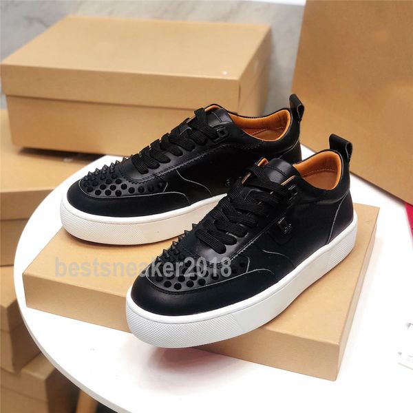 

spikes high red bottom pik pik studded sneakers shoes women men flat casual red sole autumn winter casual, Black