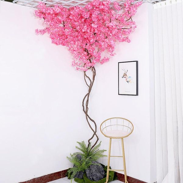 

decorative flowers & wreaths 5pcs/lot fake cherry blossom tree sakura branches artificial silk wedding arch home wall decoration