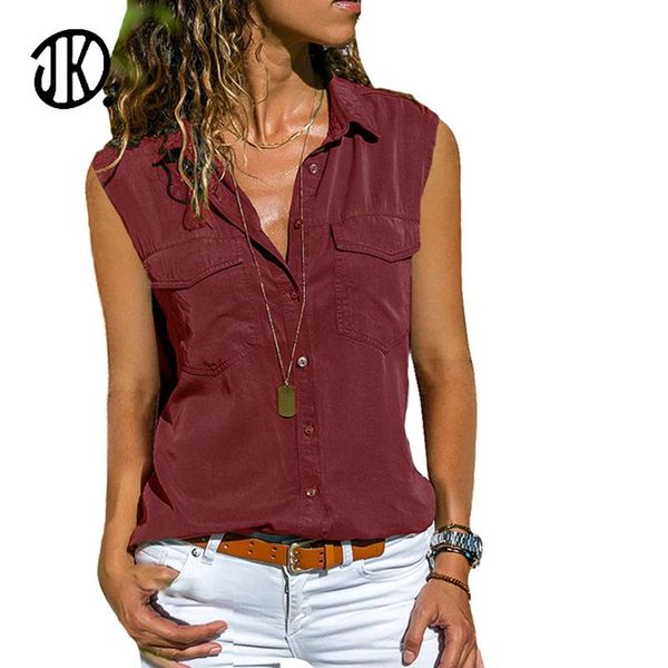 

women's tanks & camis ladies workwear lapel t-shirt solid color sleeveless plus size 8xl loose large t shirt summer casual pocket desig, White