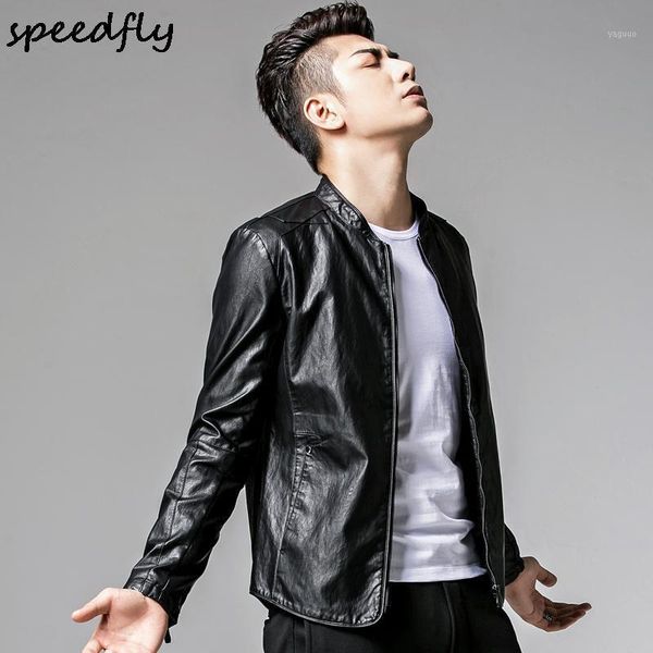 

spring autumn men korean style solid faux leather jacket male stand collar slim short motorcycle coat men's jackets, Black;brown