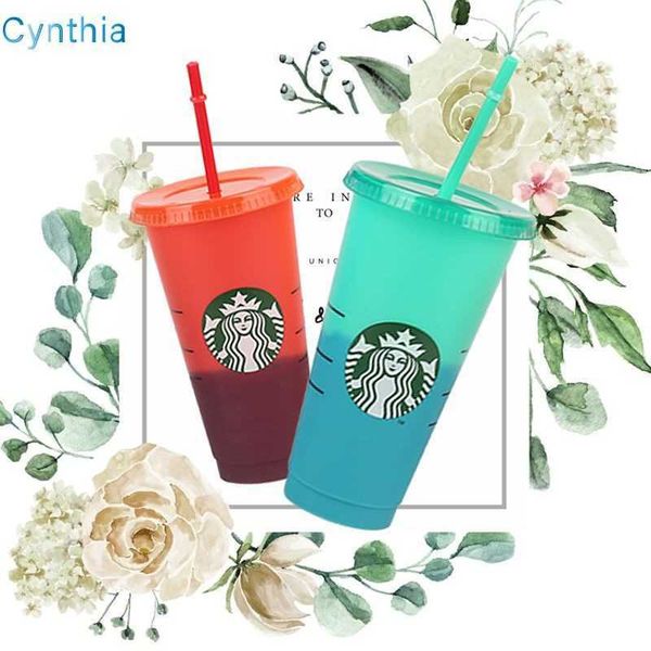 

starbucks color changing cold cups with lid cup oz summer collection reusable plastic tumblerfai3