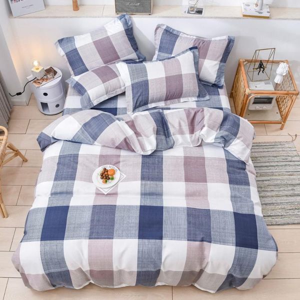 

bedding sets classic grid printed bed linens set quilt/comforter cover pillowcase sheet 4-pcs 150x200cm 220x240cm size home textile
