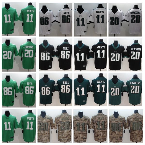 

salute to service philadelphia eagles camo carson wentz vapor untouchable 86 zach ertz 11 carson wentz brian dawkins football jersey, Black;red