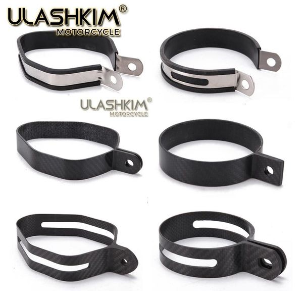 

universal motorcycle exhaust muffler clamp + rubber carbon fiber and steel