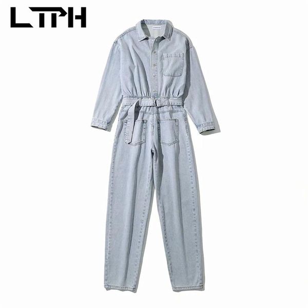 

women's jumpsuits & rompers ltph korean tooling jumpsuit women clothing denim loose all-match bf style siamese trousers 2021 spring aut, Black;white
