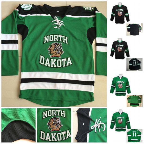 

youth north dakota fighting sioux hockey jerseys 11 zach parise fighting sioux dakota college hockey jersey double stitched name and number, Black;red