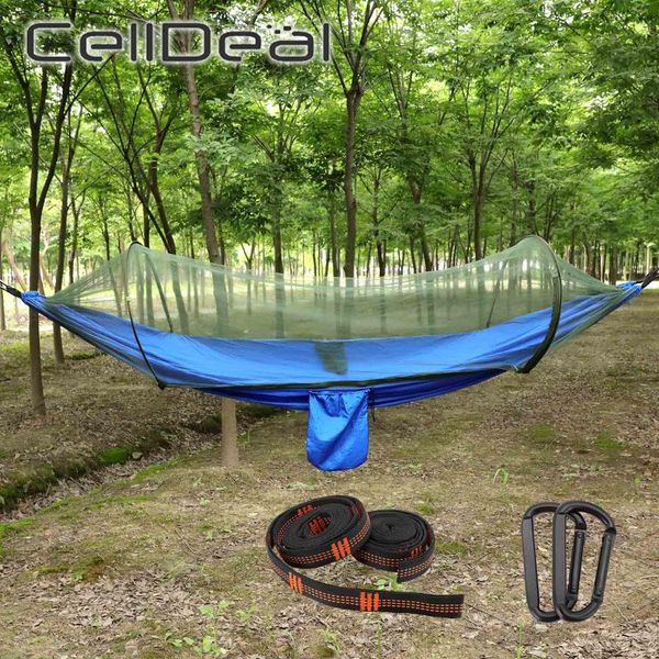 

camp furniture outdoor camping hammock with mosquito net 1-2 person portable hanging bed strength parachute hammocks swing sleeping