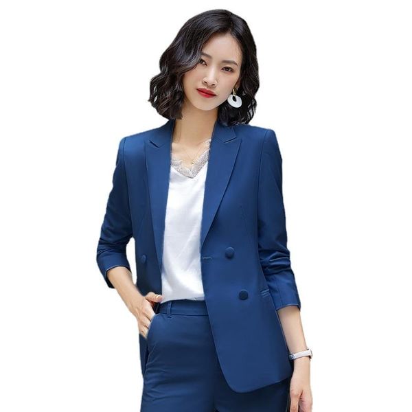 

women's two piece pants 2021 style womens suits blazer with set office slim elegant work wear, White