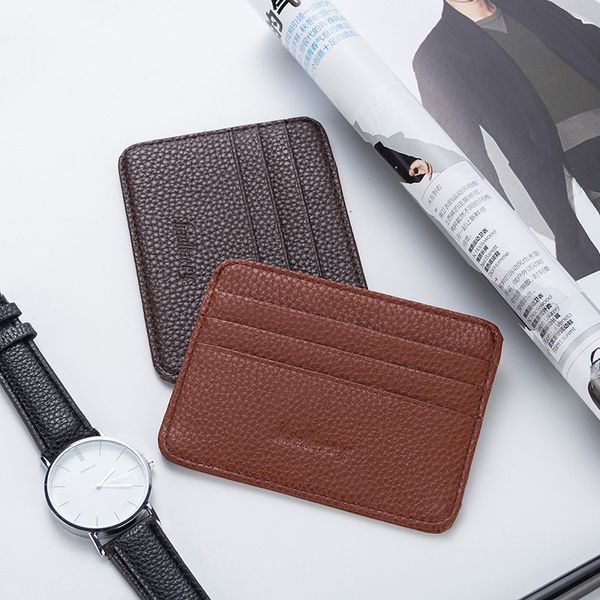 

baellerry men card holder pu leather ultra-thin lichee pattern wallet 2020 fashion mens wallet carteira masculina, Red;black