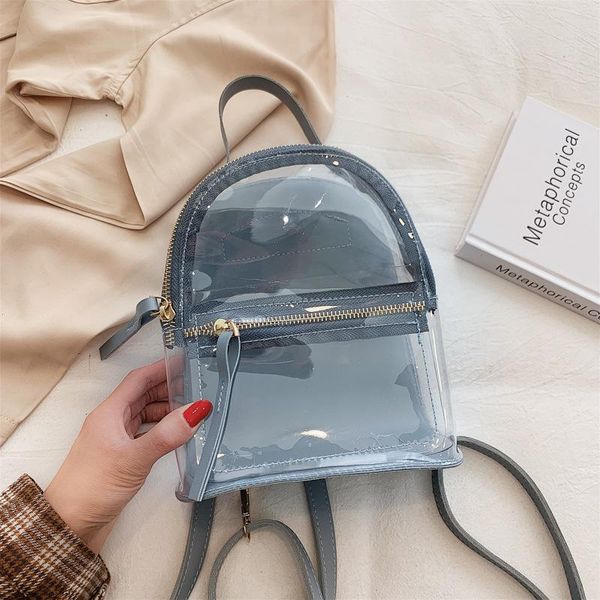 

outdoor bags 2021 transparent backpack female casual fashion women clear school bag for teenage girl pvc travel