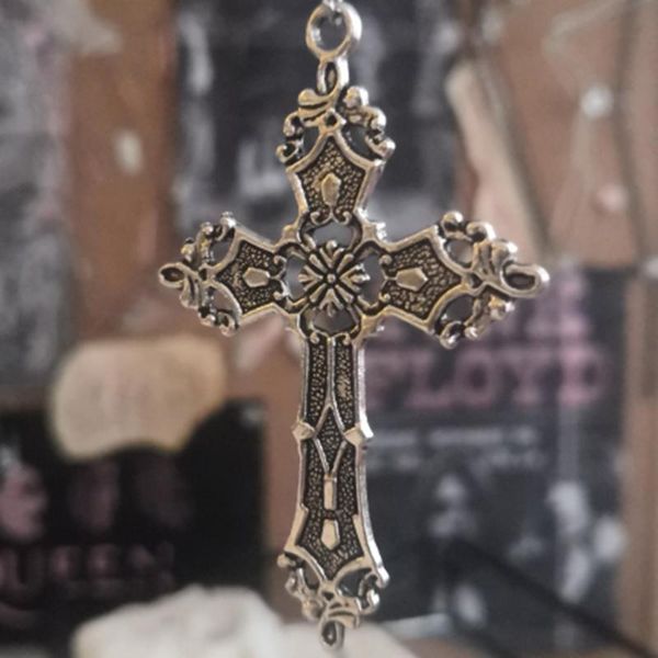 

pendant necklaces fashion vintage cross necklace for women men gift long chain punk goth jewelry accessories choker gothic wholesale, Silver