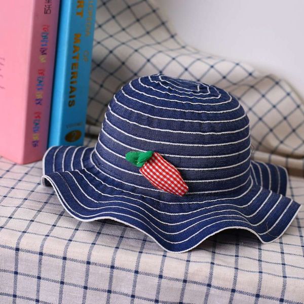 

children's spring and summer sun hat wave edge folding easy to carry decoration, Yellow