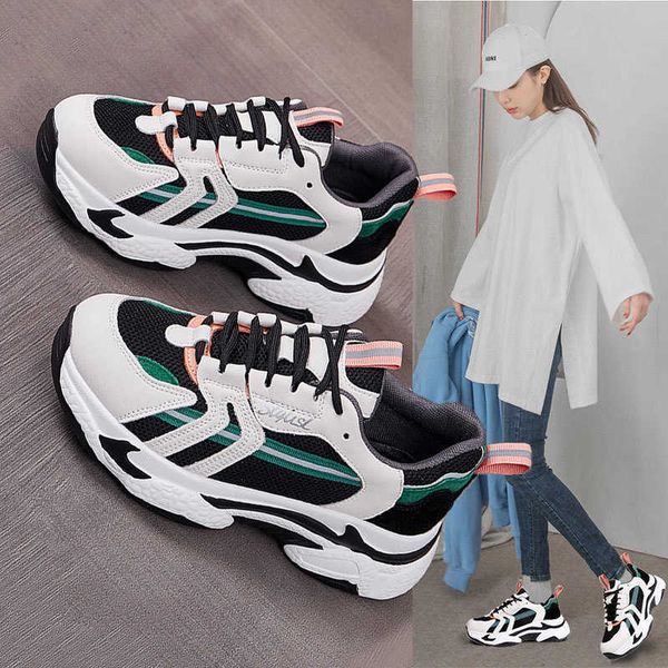 

pop sho women's 2021 spring increased slim leather korean sports ins trend versatile