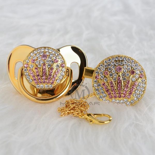 

pacifier holders&clips# miyocar bling unique gold pink crown and clip holder set bpa sgs pass safe apcg1