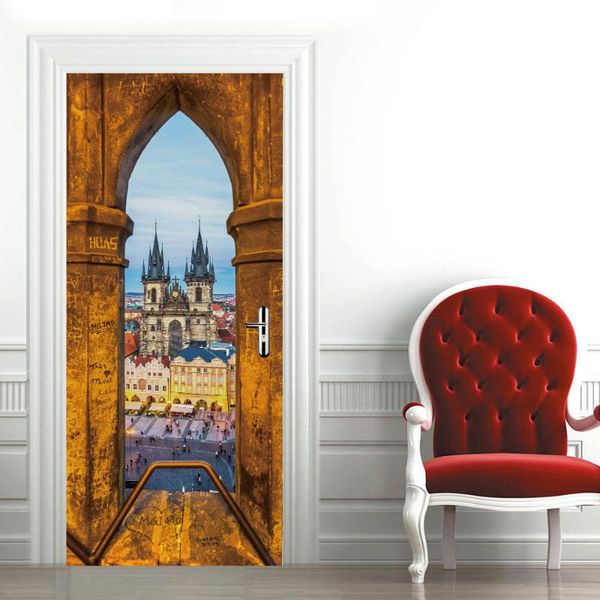 

other decorative stickers 3d creative gothic architecture door wall self-adhesive waterproof removable