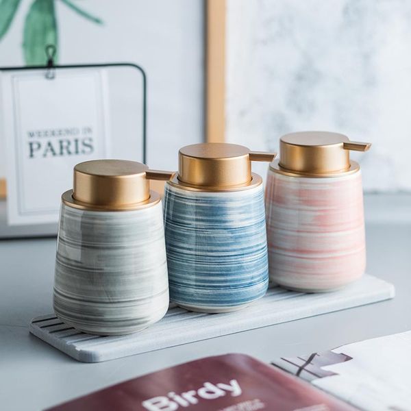 

liquid soap dispenser 430ml marbling ceramic hand bottle lotion dispensing pump ceramics mugs for bathroom set