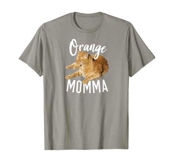 

orange momma tabby cat lover funny saying graphic t-shirt, White;black