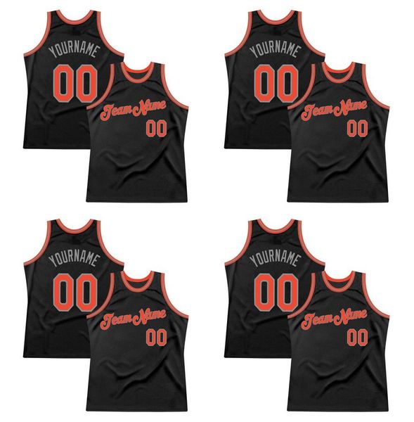 

custom black orange-gray authentic throwback basketball jersey