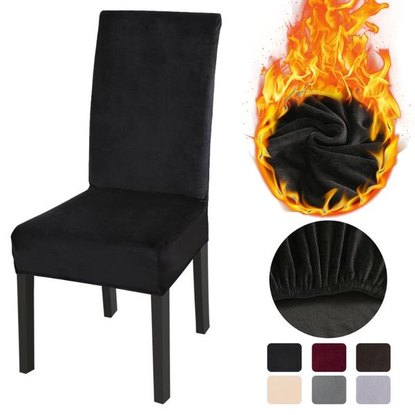 

chair covers 1/2pcs plush fabric velvet for dining room dust-proof slipcovers elastic seat cover stretch keep warm solid color