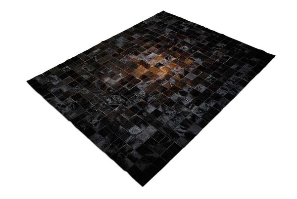 

carpets brown and black squares patchwork cowhide rug hf-46