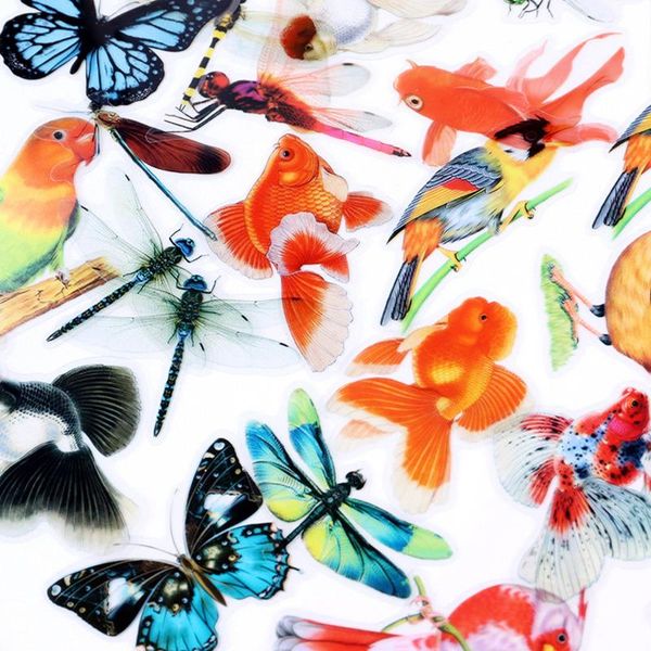 

gift wrap 30pcs/pack diy scrapbooking stickers 3d butterfly goldfish bird scrapbook diary po waterproof stiker decals