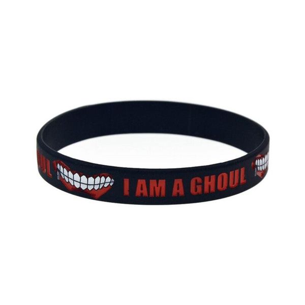 

charm bracelets 2 colors words printed wirstband cosplay accessories gift fashion japan anime tokyo ghoul silicone rubber bracelet bangle, Golden;silver
