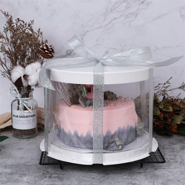 

gift wrap 6/8inch transparent round cake box dustproof dessert container birthday wedding party supplies