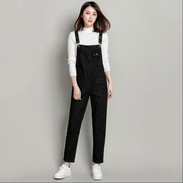 

spring summer women black denim jumpsuit casual pocket jeans romper female plus size 5xl 6xl adjustable strap denim overalls, Black;white