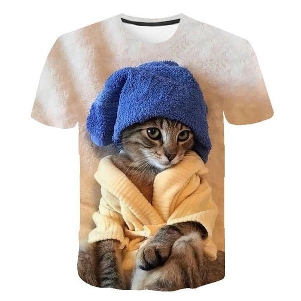 

sevimli kedi men and women t-shirt bask 3dt t-shirt elenceli kedi gmlek t-shirt yaz casual st c0220, White