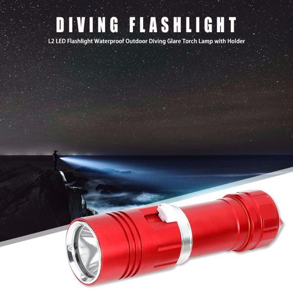 

aluminum alloy l2 led portable flashlights 1000lm waterproof hard lighting glare torches lamp with holder for diving