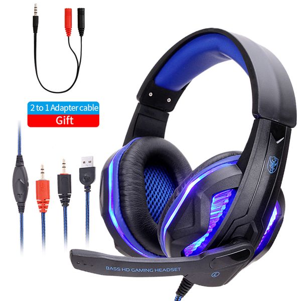 

cool led wired headphones with microphone headset gamer pc headphone headband stereo game earphone for ps4/xbox/phone