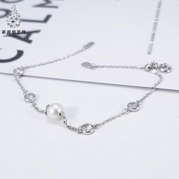 

charm bracelets japanese and korean version of pure silver bracelet s925 fashion temperament freshwater pearl chain jewelry, Golden;silver
