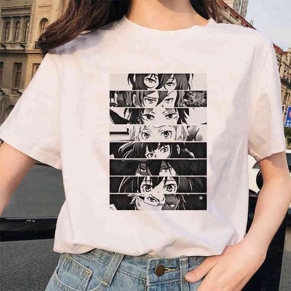 

bungou stray dogs women's kawaii cartoon harajuku japane animation t-shirt, t-shirt, White