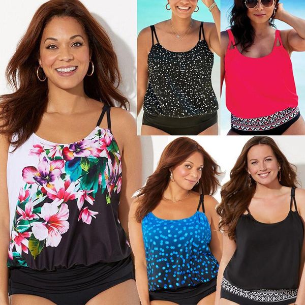 

swimwear 2021 new swimsuit women plus size 5xl tankini sets swim vintage beach wear bathing suits female print swim suit