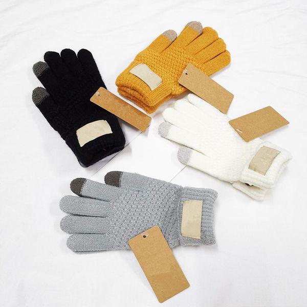 

knit solid color gloves designers for men womens touch screen glove winter fashion five finger mittens, Blue;gray