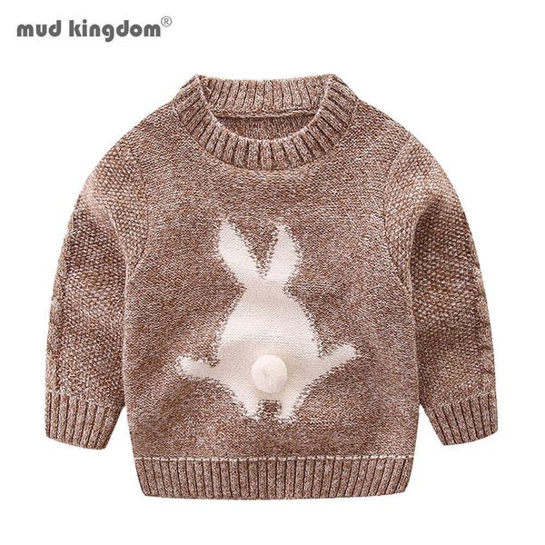 

mudkingdom boys girls sweaters knitted rabbit pattern pullover kids winter clothes 210615, Blue