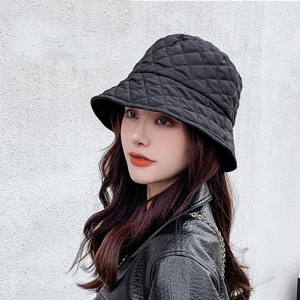 

wide brim hats women autumn winter bucket hat lattice solid color foldable sun outdoor warm feamle fisherman cap floppy panama caps, Blue;gray