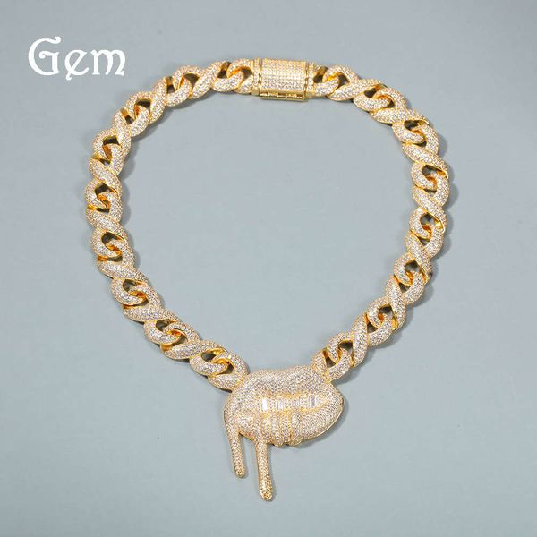 

ins lip pendant necklace trendy hip hop geometric infinite chain pendant with zircon, Silver