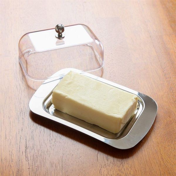 

kitchen storage & organization plastic+stainless steel cream dishwasher container cheese server tray with cover, kitchenware butter