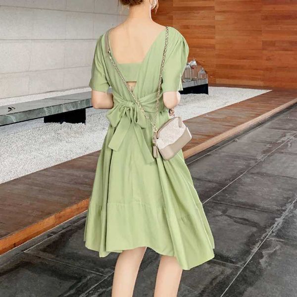 

matcha dresses for women summer silm waist temperament sweet fresh elegant backless bow vestido feminino 210525, Black;gray
