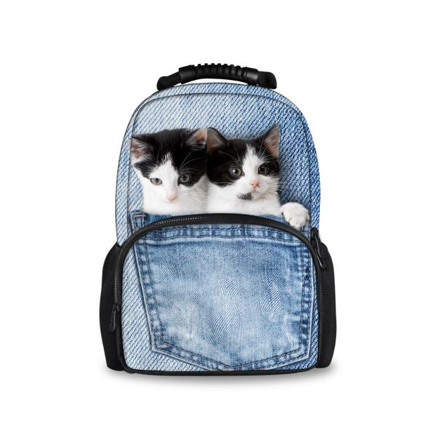 

backpack customized women schoolbag cowboy pockets cats for teenager girl boy kawaii shoulder school book bag mochila escolar