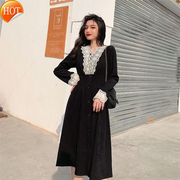 

women's jackets french niche waist slim dress style early autumn 2021 hepburn long skirt small black, Black;brown