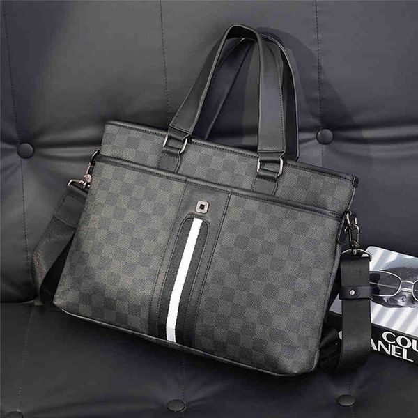 

handbag fashion trend lattice shoulder bag men's messenger briefcase business, Black;red