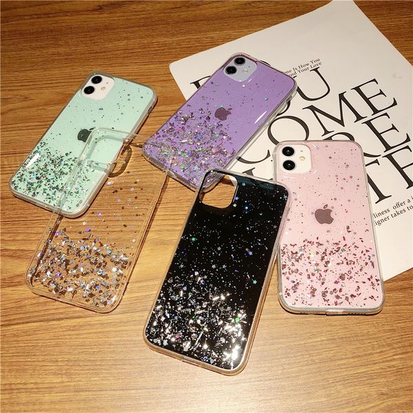 

starry silver foil glitter phone cases for iphone 12 11 pro promax x xs max 7 8 plus samsung s10 s20 note10 note20