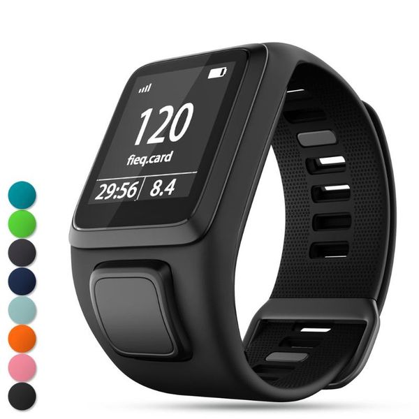 

watch bands eieuuk soft silicone gel replacement band wristband sport strap for tomtom runner 2/3/spark 3/adventurer/golfer 2, Black;brown