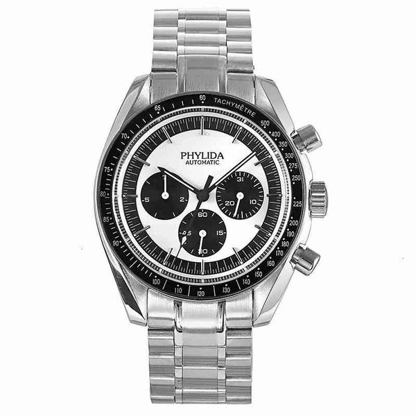 

new gentlemen clock phylida sports arrival 40mm white panda dial automatic day/date mechanical, Slivery;brown