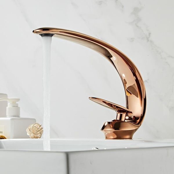 

2021 new rose gold/black/gold sink mixer tap brass wash basin faucet handle single hole crane for bathroom yuxt