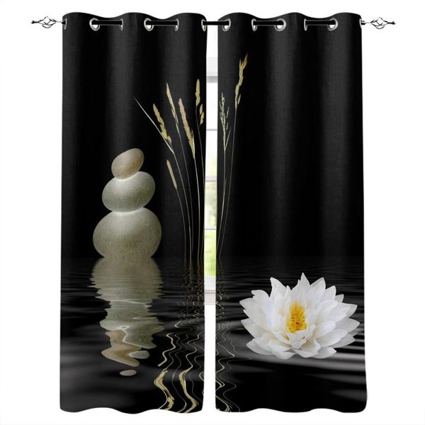 

zen stones white lotus window curtains home decor bedroom curtains kitchen door drapes for living room