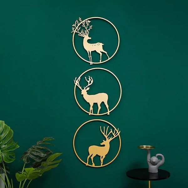 

decorative objects & figurines 50cm nordic style wrought iron metal wall hanging elk lucky deer home decor living room tv cabinet sofa backg