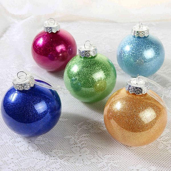 

decorative supplies 6cm8cm10cm flash powder plastic ball pet christmas ball christmas tree pendant